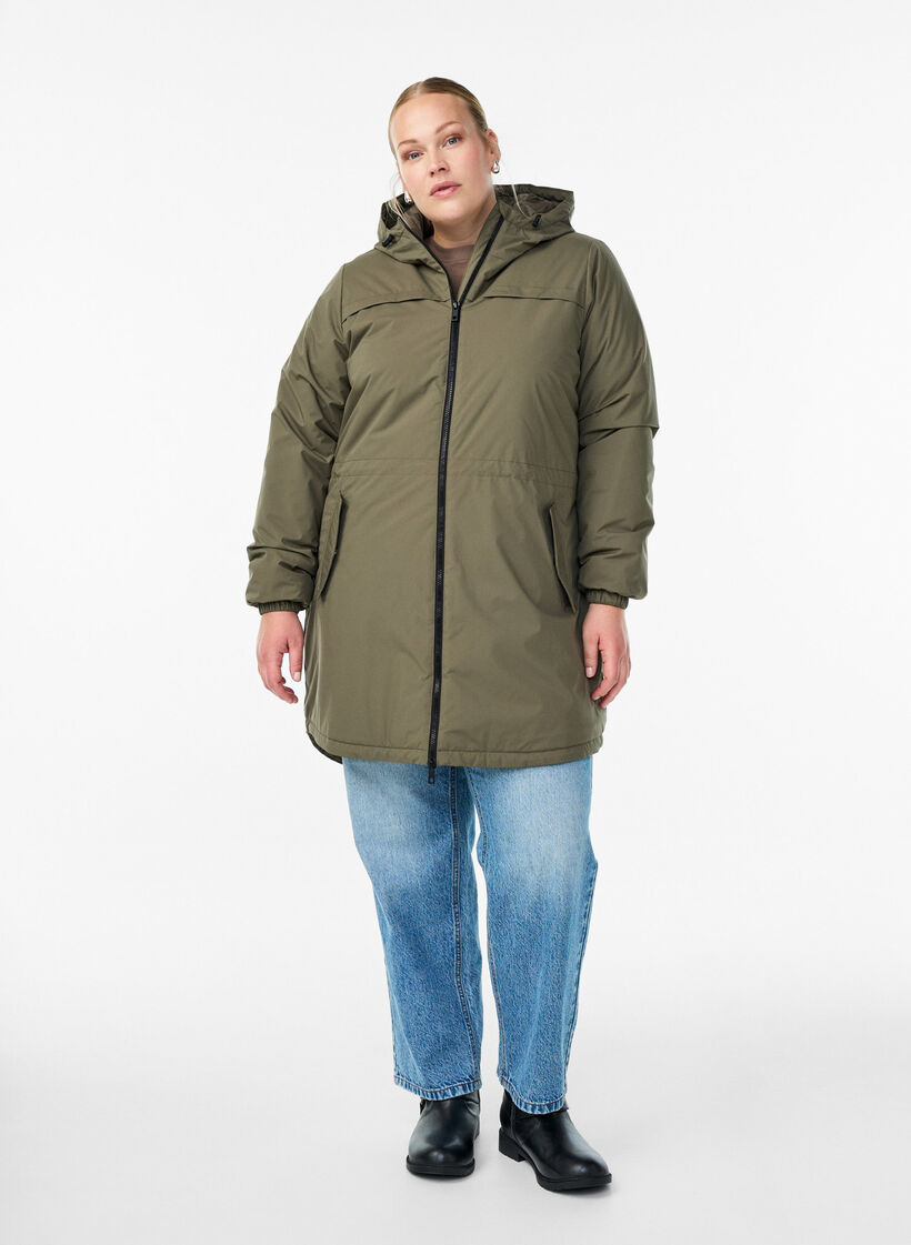 Lichtgewicht gewatteerde parka met een capuchon, Groen, Model image number 1