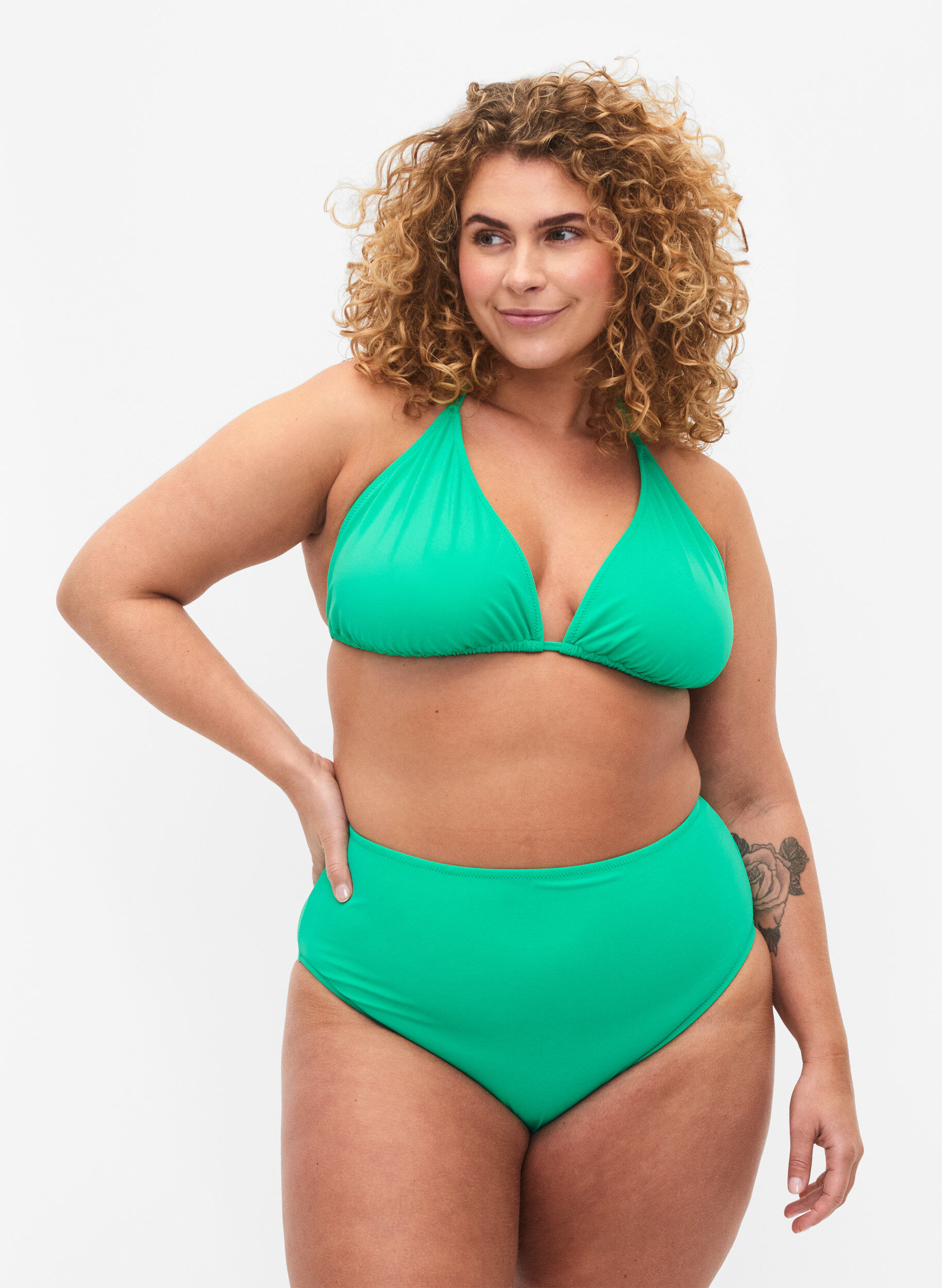 Culotte de bikini &agrave; taille haute, Vert, Model