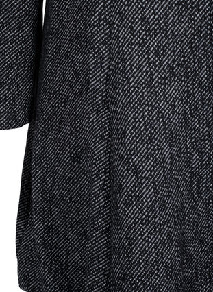 Wollen jas met hoge hals en zakken, Black solid, Packshot image number 3