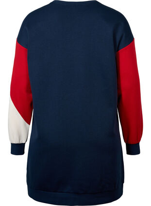 Long sweat-shirt avec colorblock, Navy Color Block, Packshot image number 1