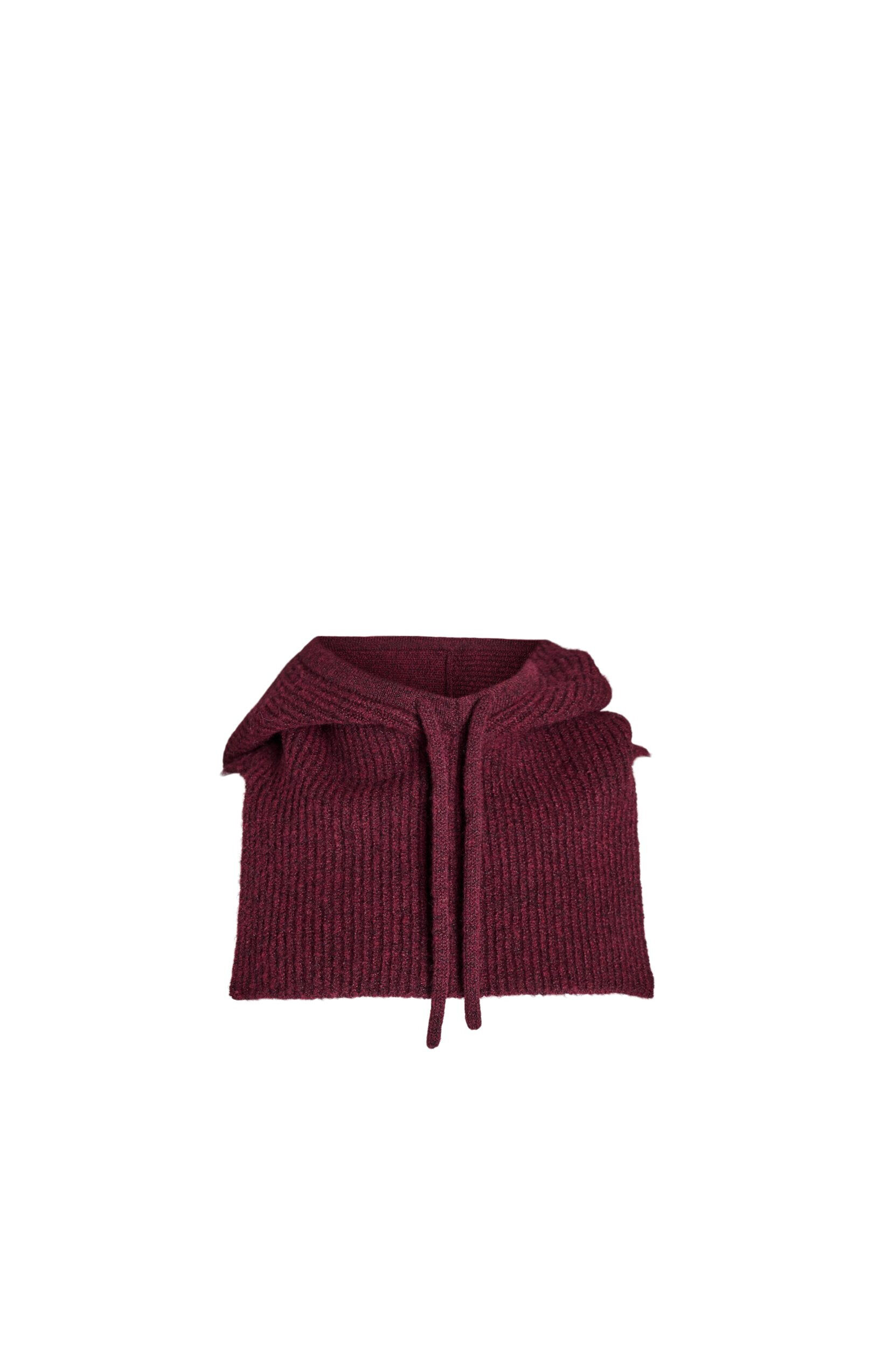 Zizzi Balaclava tricot&eacute;e avec cordons, Bordeaux fonc&eacute;, Packshot image number 3
