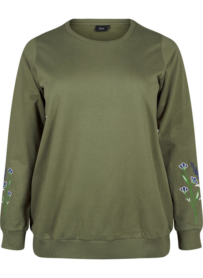 Sweatshirt met geborduurde bloemen, D. L. Green W. emb., Packshot image number 0
