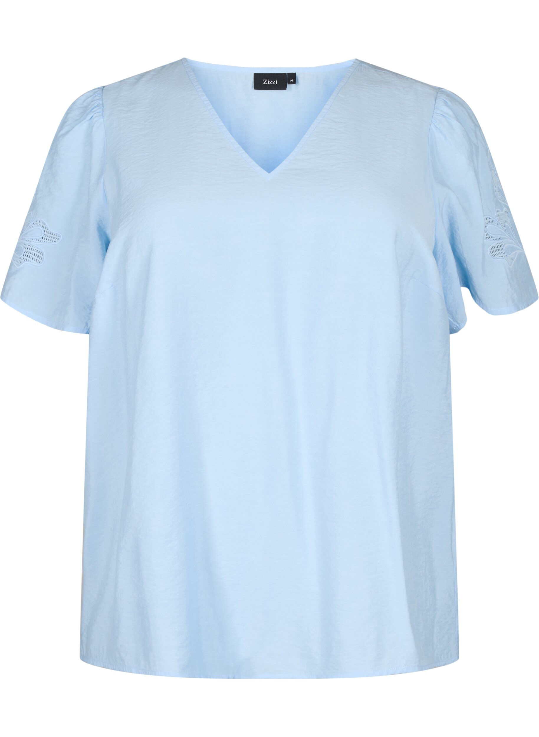 Viscose blouse met korte mouwen en borduursel