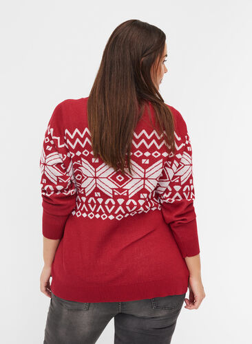 Pull en tricot à motif de Noël, Rio Red Comb, Model image number 1