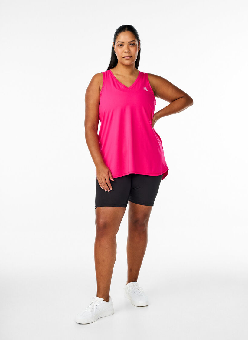 Workout top met V-hals, Roze, Model image number 1