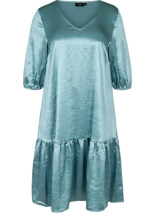 Glanzende jurk met v-hals, North Atlantic Shine, Packshot image number 0