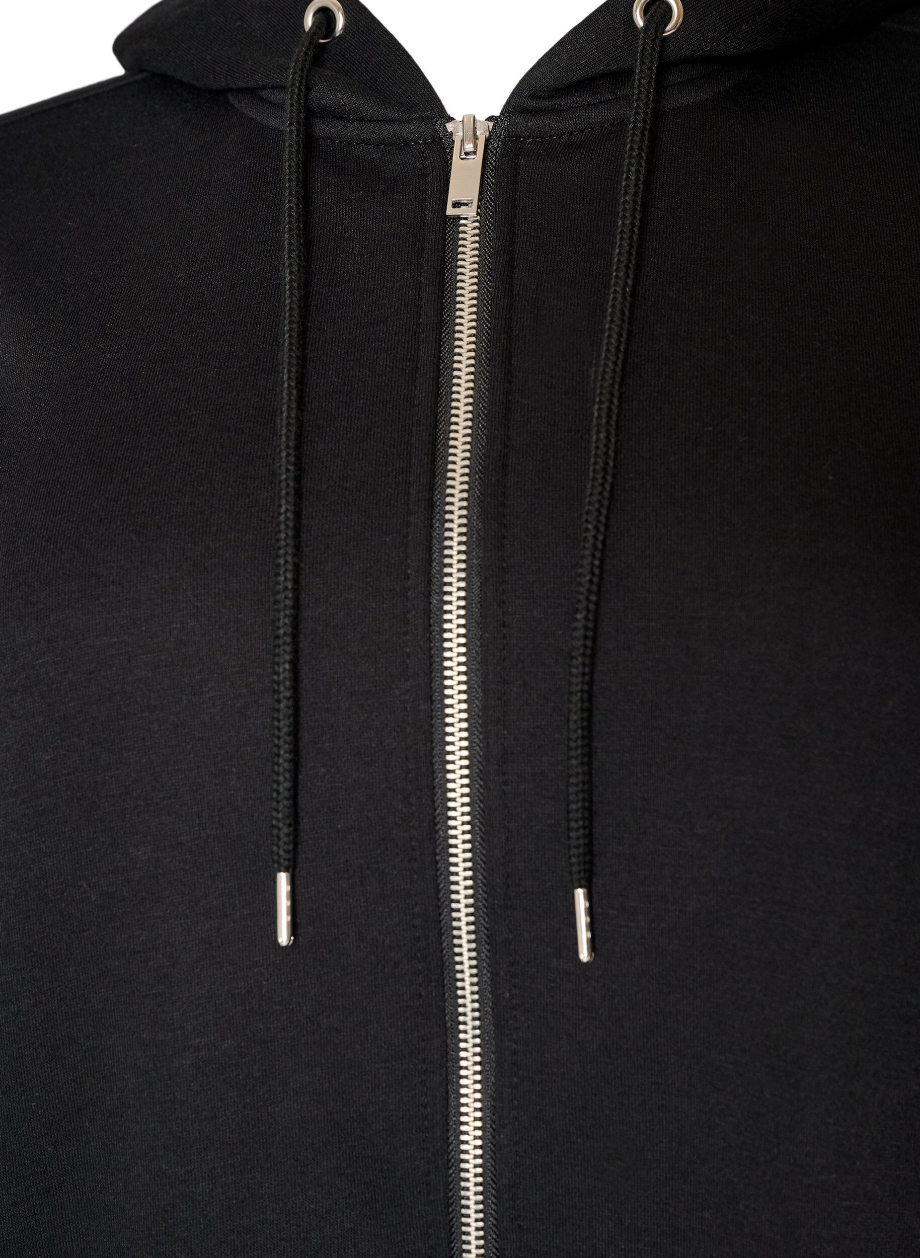 ZizziLange hoodie met ritssluiting en zakken, Zwart, Packshot image number 2