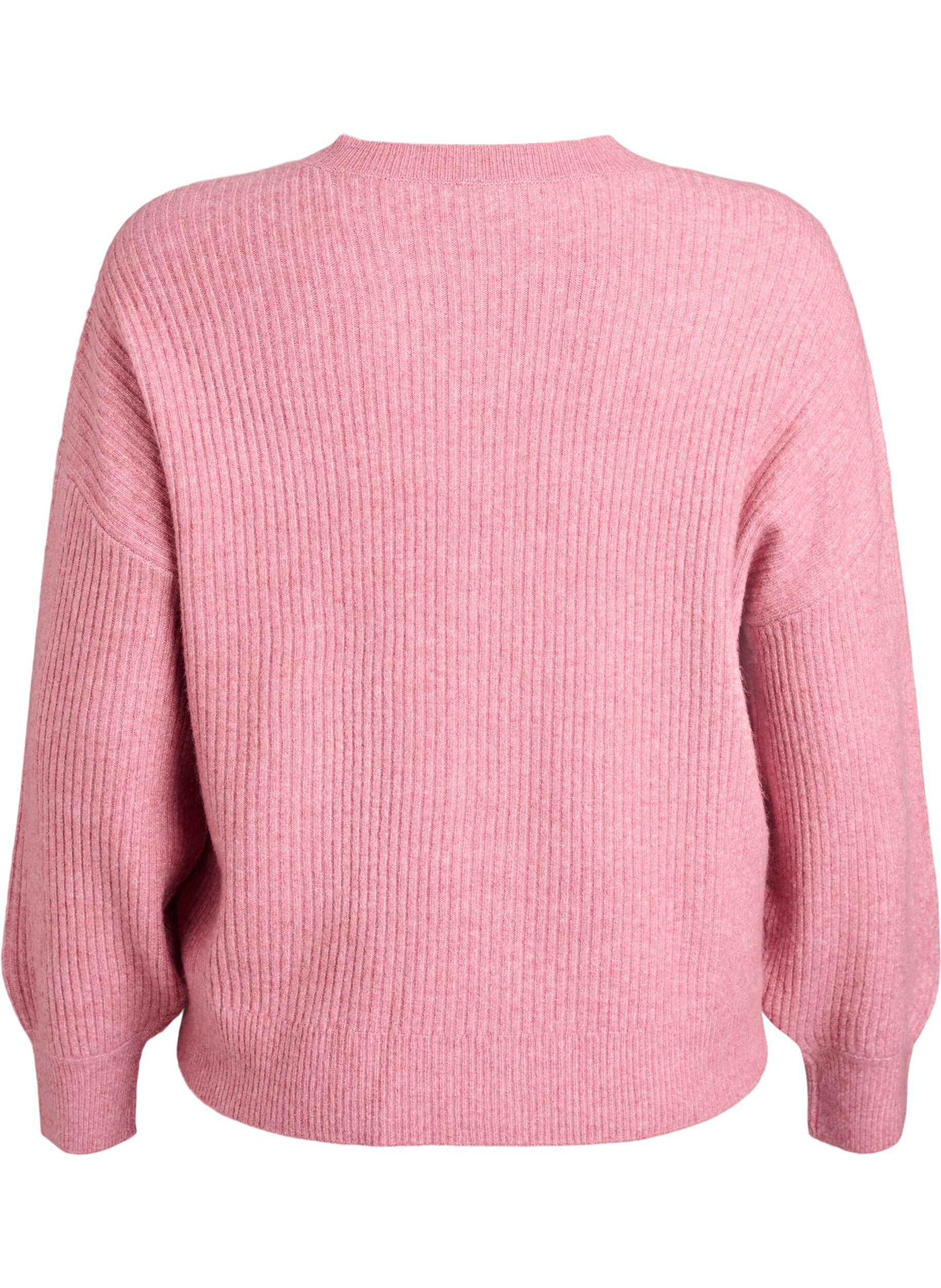 ZizziVest van ribtricot met knopen, Roze, Packshot image number 1