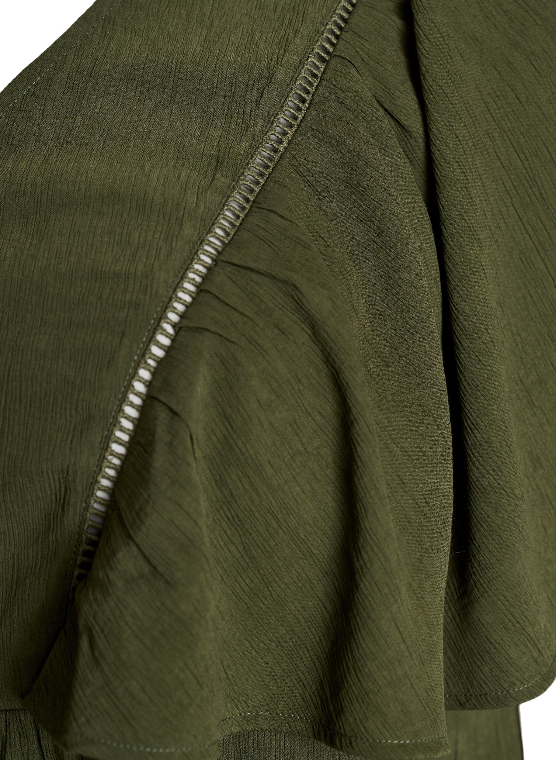 ZizziBlouse met korte mouwen met ruches, Groen, Packshot image number 3