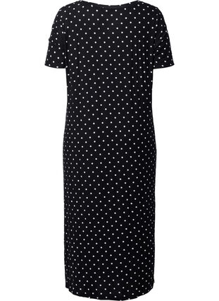 Midi-jurk van viscose met korte mouwen, Black Dot, Packshot image number 1