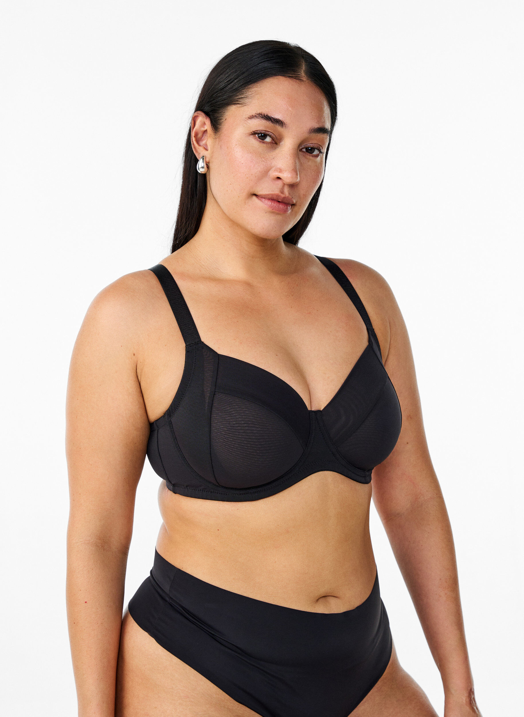 Soutien-gorge couvrant basic en maille, Noir, Model