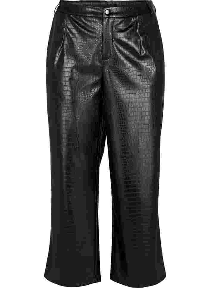 Pantalon en simili cuir avec largeur, Black, Packshot image number 0