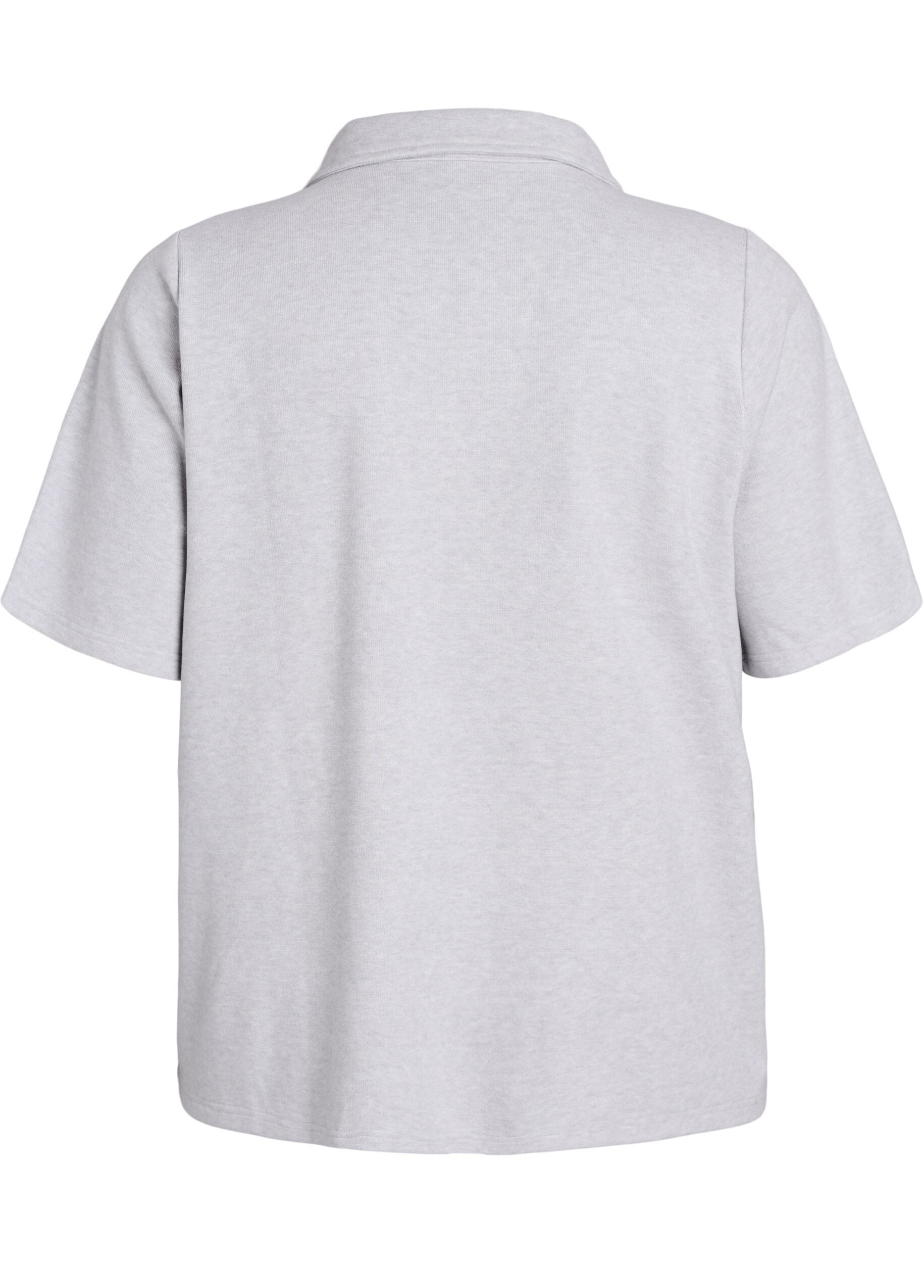 ZizziJerseyblouse met kraag en korte mouwen, Grijs, Packshot image number 1