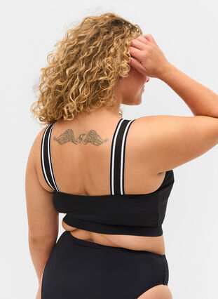Bikini top met gestreepte schouderbandjes, Black, Model image number 1