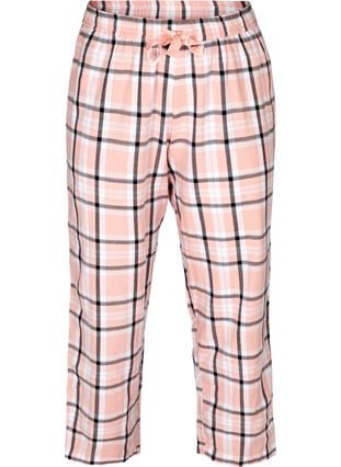 Bas de pyjama en coton à carreaux, Rose Smoke check, Packshot image number 0