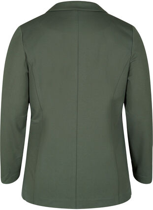 Basic blazer met knoop en sierzakken, Thyme, Packshot image number 1