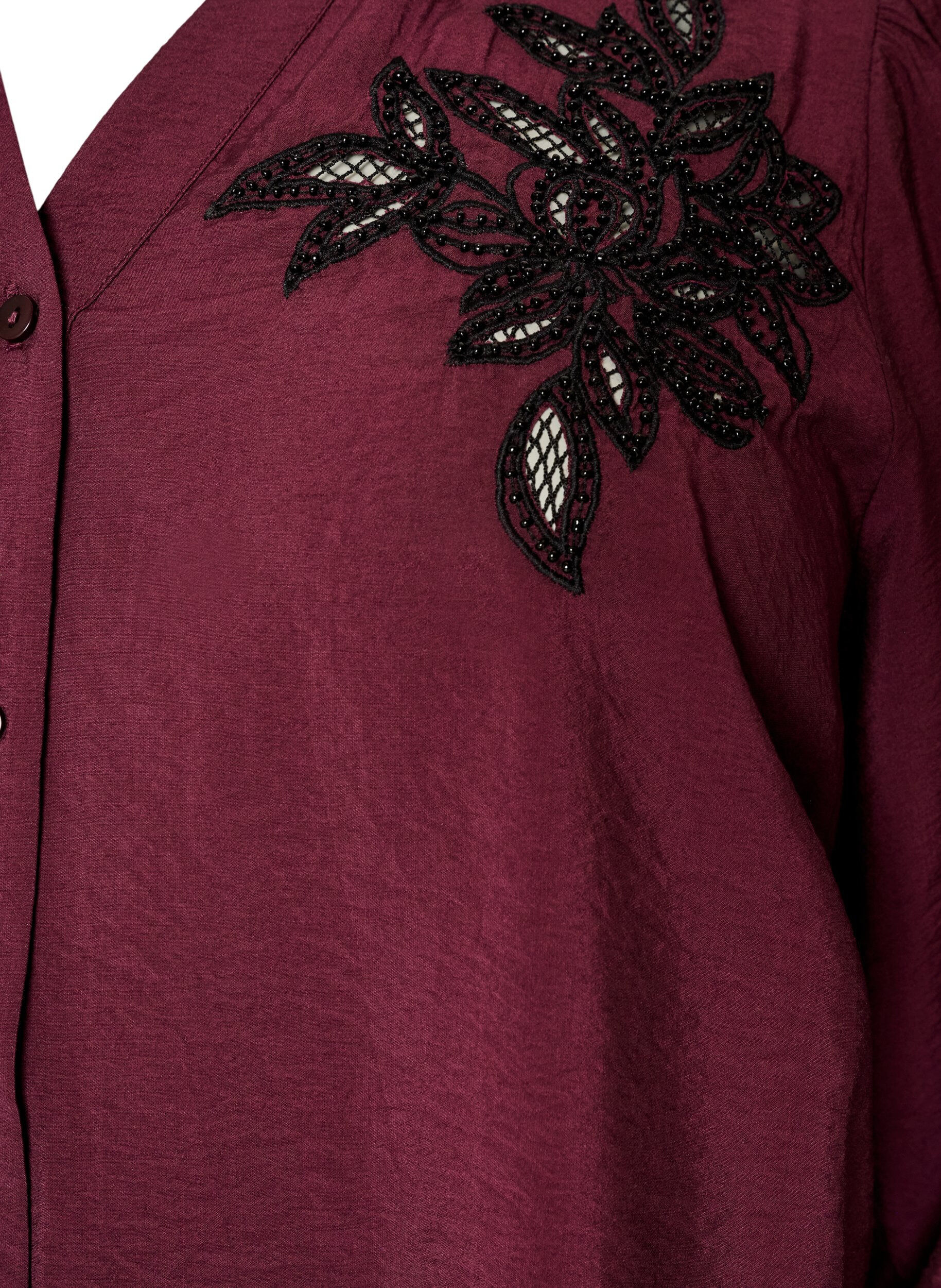 ZizziShirtblouse met geborduurde bloemapplicaties, Rood, Packshot image number 2