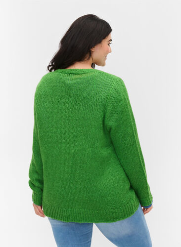 Cardigan en tricot avec boutons et col en V, Online Lime, Model image number 1