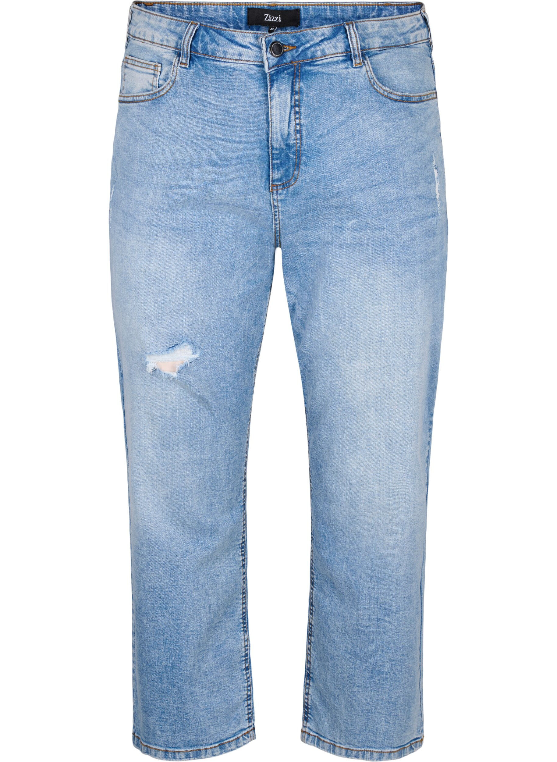 ZizziCropped Vera jeans met destroy details	, Blue Denim, Packshot image number 0