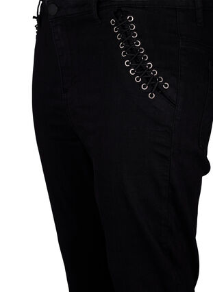 Super slanke Amy jeans met stud detail, Black, Packshot image number 2