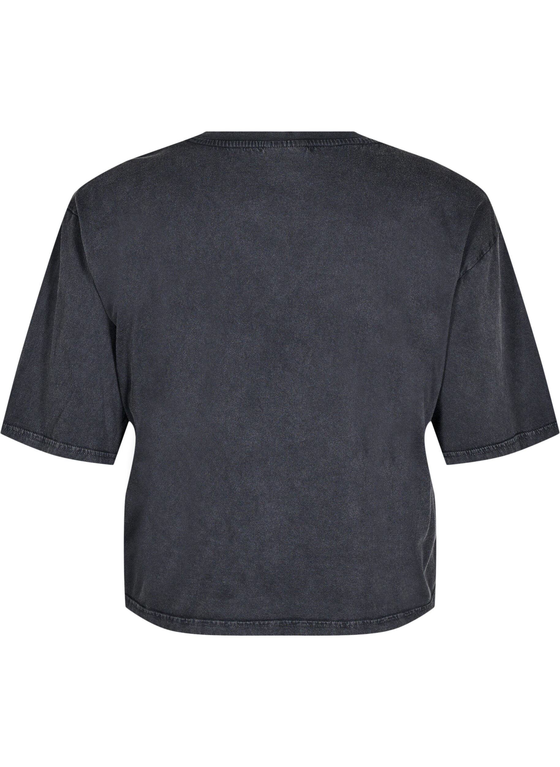 Zizzi T-shirt Boxy en coton biologique, Gris, Packshot image number 1