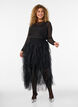 Blouse en maille transparente avec strass, Noir, Model image number 1