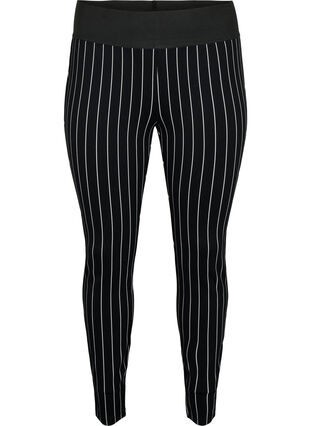 Legging met dunne streep, Black/White Stripes, Packshot image number 0
