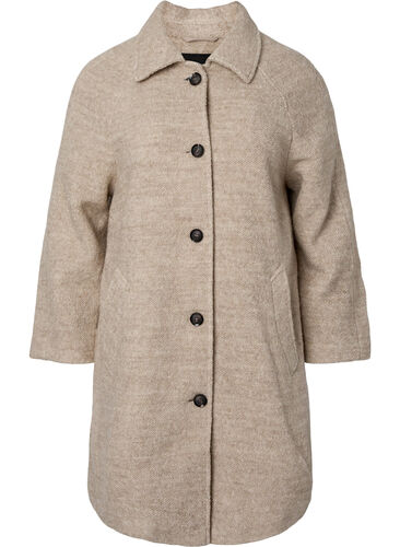 Manteau bouclé à carreaux avec boutons, Simply Taupe, Packshot image number 0