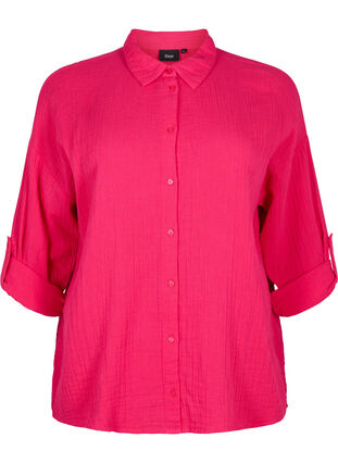 Overhemd met katoenen mousseline kraag, Bright Rose, Packshot image number 0