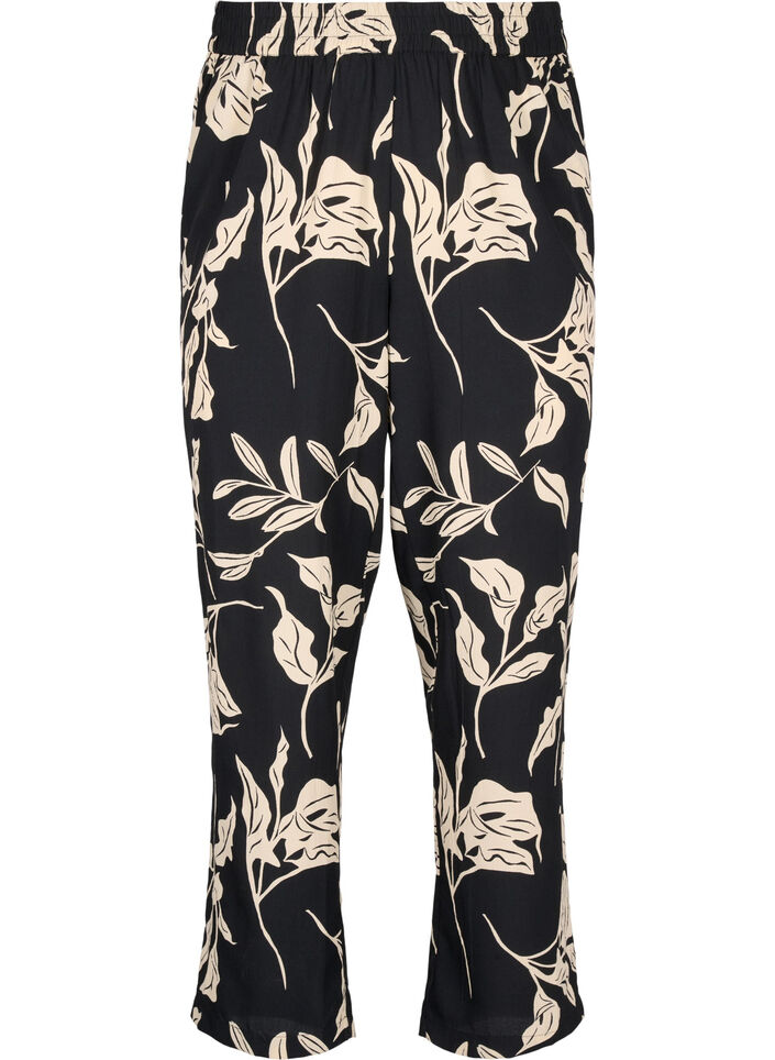 FLASH - Broek met print en zakken, Black Off White Fl., Packshot image number 0