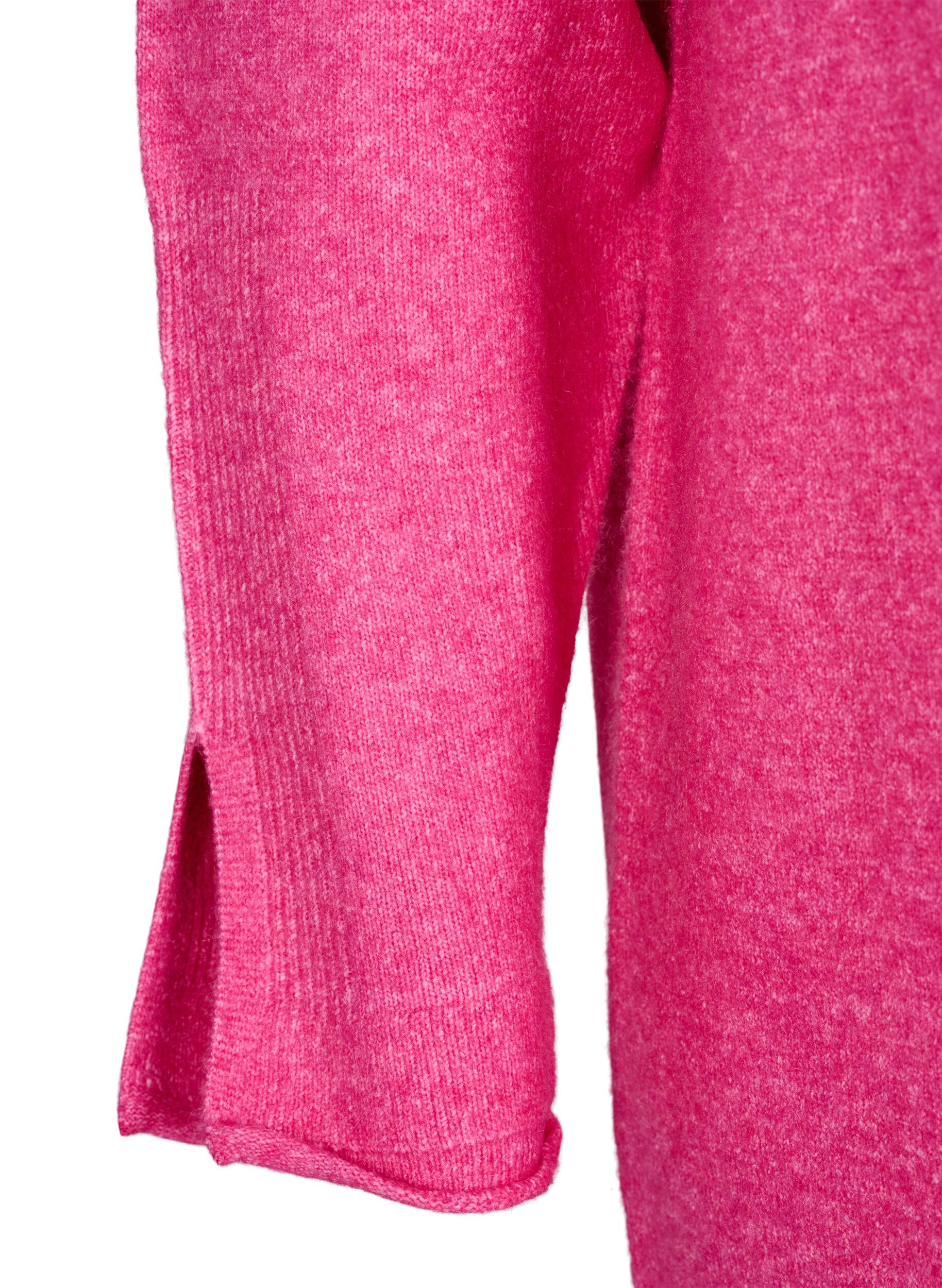 Zizzi Robe en tricot avec des fentes, Raspberry Rose Mel., Packshot image number 3