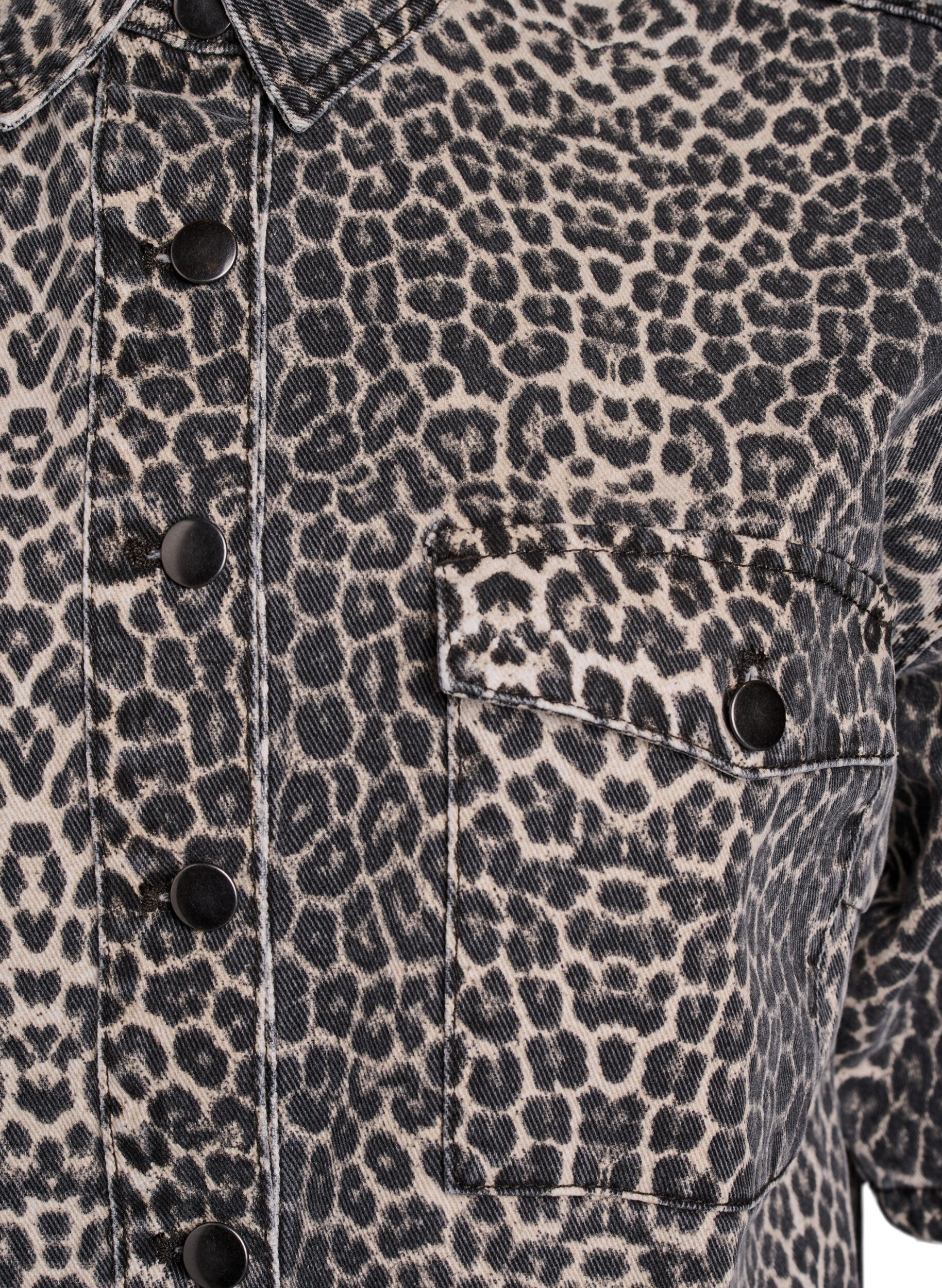 ZizziDenimshirt met luipaardprint en korte mouwen, Leopard, Packshot image number 2