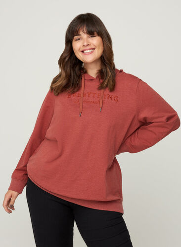 Sweatshirt avec citation, Burnt Henna Mel. , Model image number 0