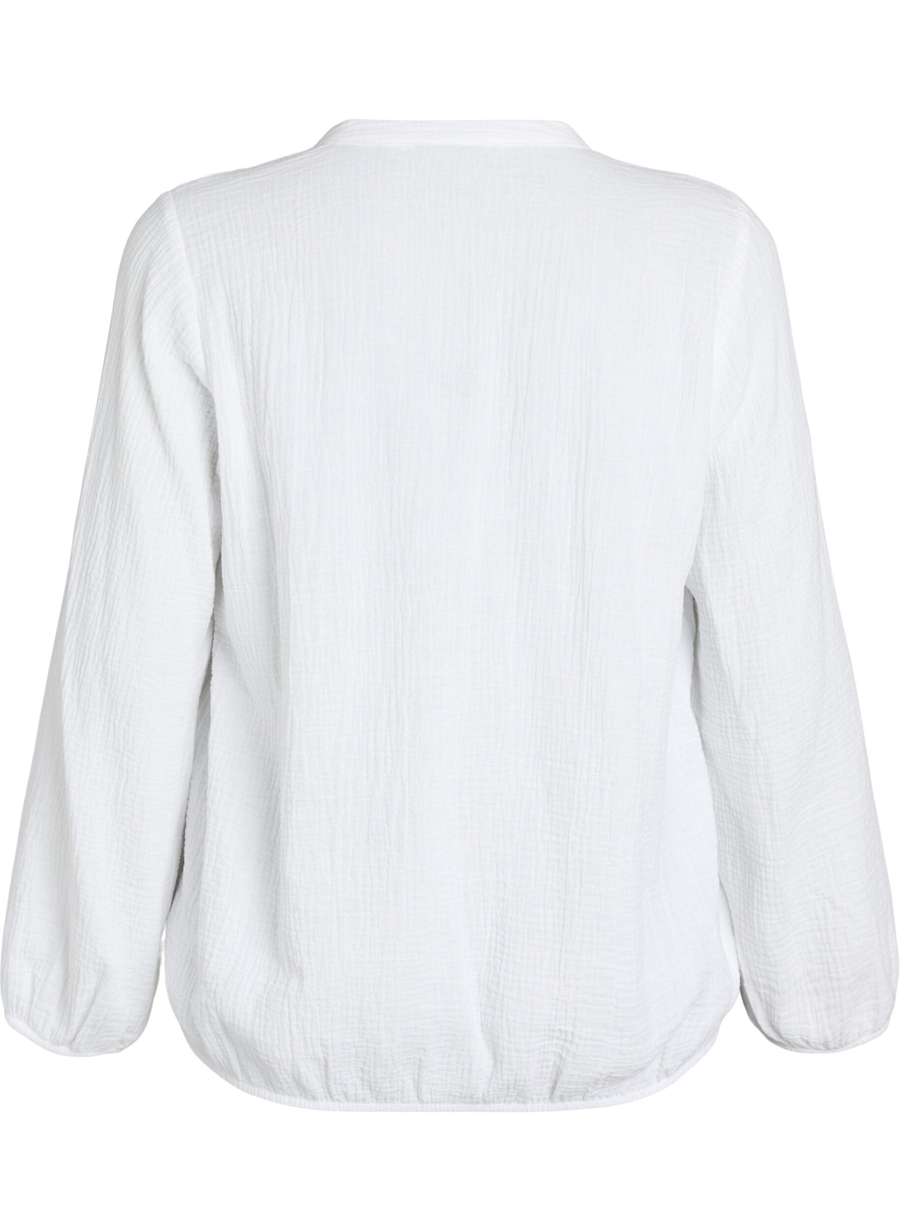 Zizzi Blouse en mousseline de coton avec d&eacute;tails brod&eacute;s, Blanc, Packshot image number 1