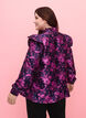 Gebloemde jacquard blouse met ruches, Dark Blue Pink, Model image number 1