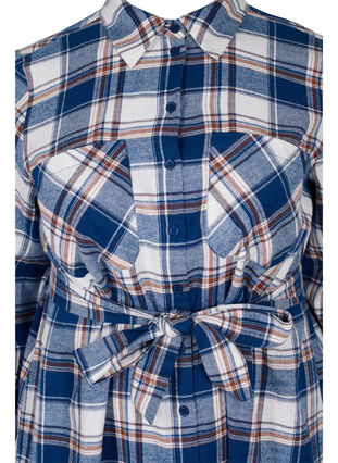 Robe chemise à carreaux avec lien à nouer, Blue White Check, Packshot image number 2