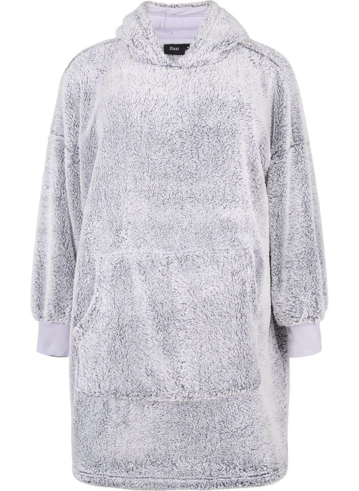 Robe en peluche surdimensionn&eacute;e avec poche, Grey Melange, Packshot image number 0