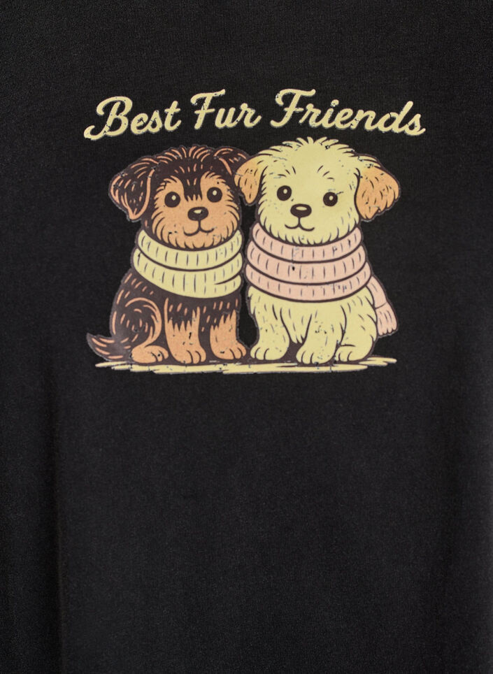 T-shirt &agrave; imprim&eacute; chien et effet d&eacute;lav&eacute;, Gris anthracite, Packshot image number 2