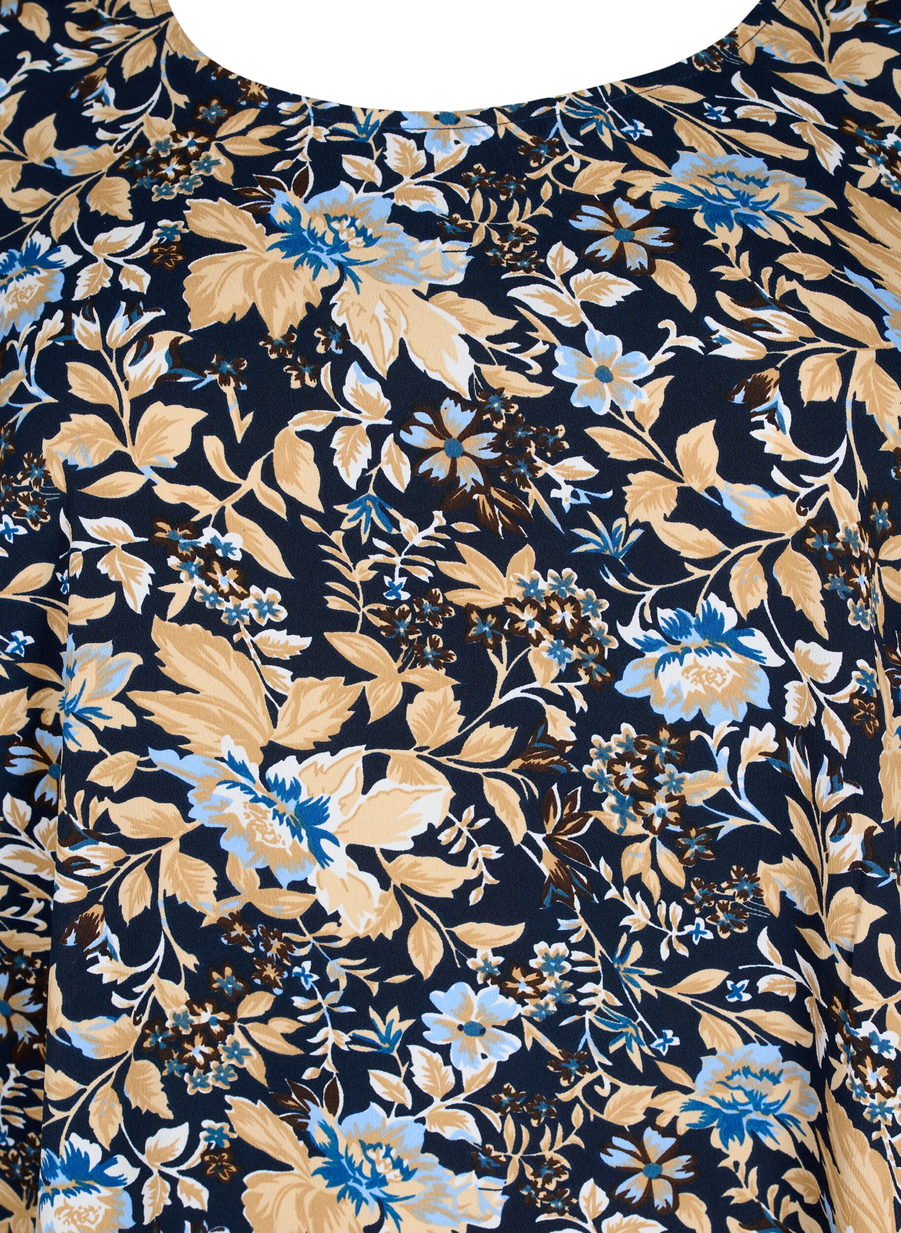 Zizzi	 FLASH - Blouse met korte mouwen en print, Brown Blue Flower, Packshot image number 2
