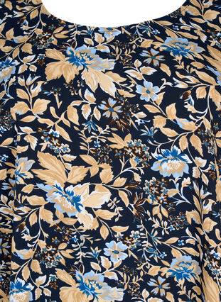 FLASH - Blouse met korte mouwen en print, Brown Blue Flower, Packshot image number 2