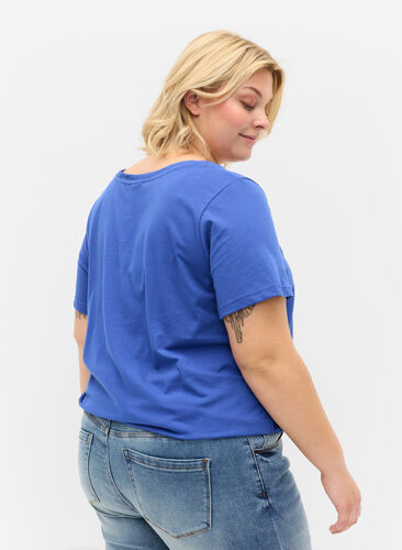 T-shirt à manches courtes et encolure ronde, Dazzling Blue MB, Model image number 1