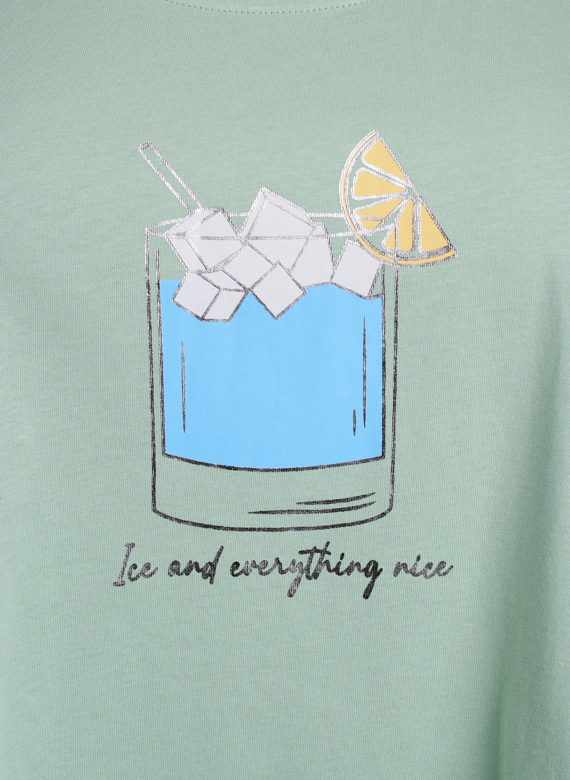 Zizzi Top en coton avec forme en A, Vert, Packshot image number 2