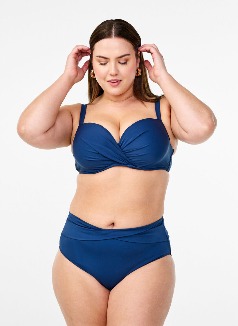 Bas de bikini avec d&eacute;tails cache-c&oelig;ur, Bleu, Model image number 0