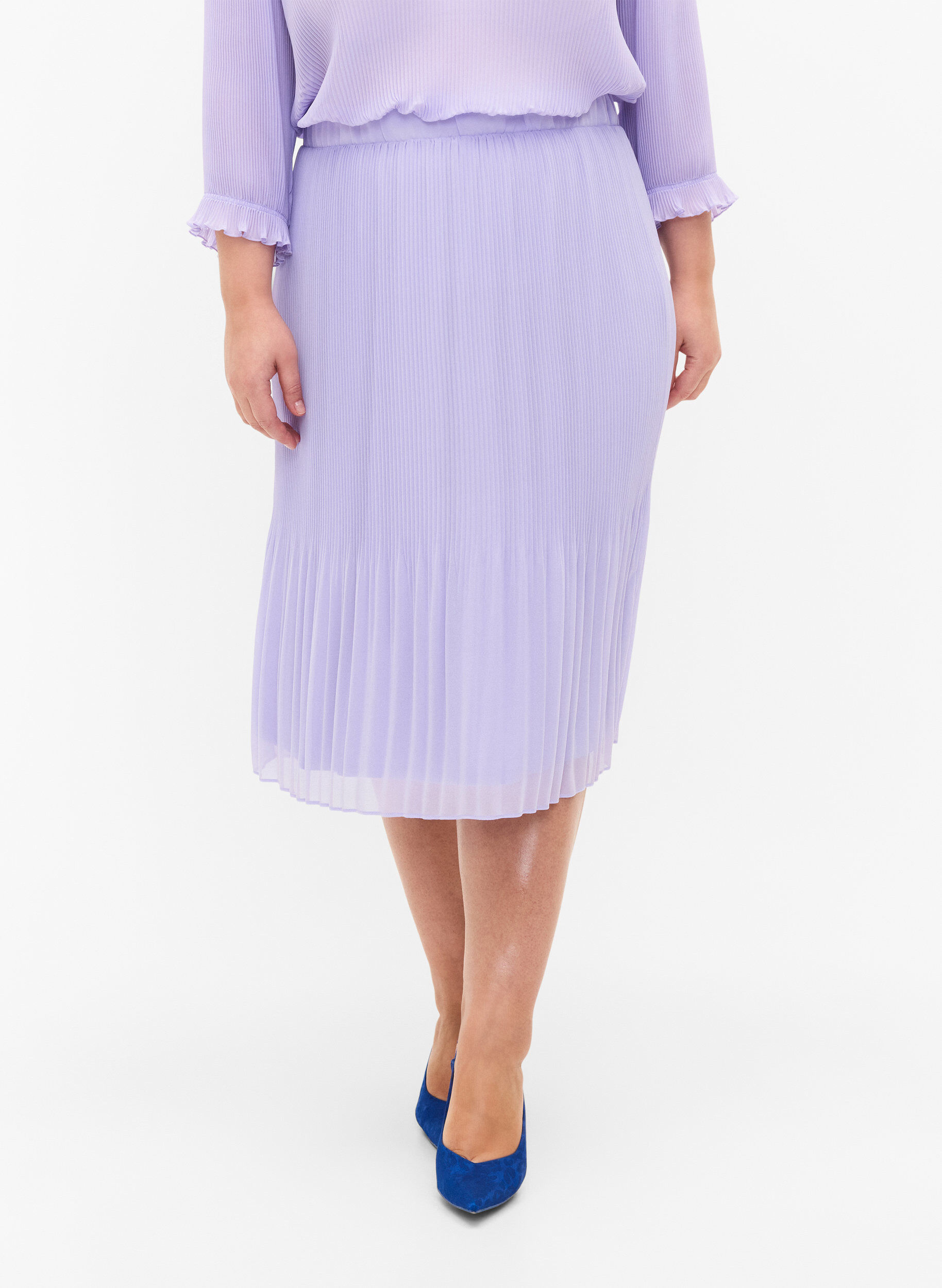 ZizziGeplooide midi rok, Lavender SOLID, Model image number 2