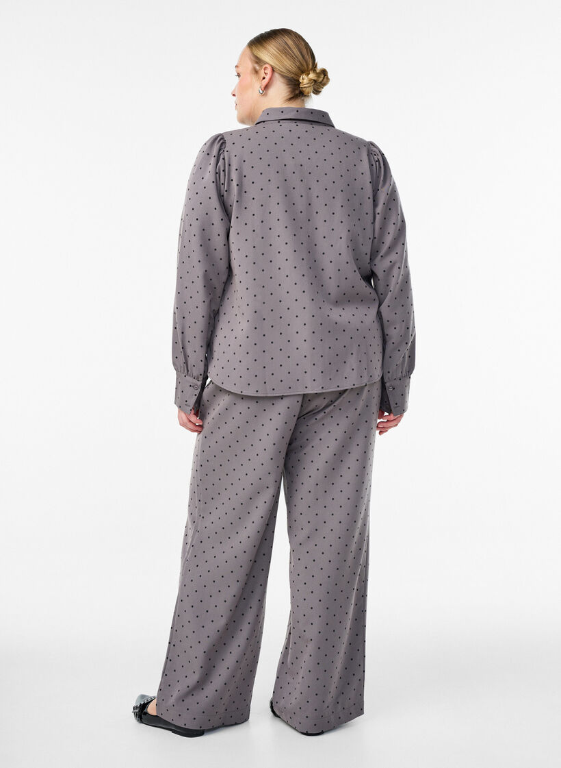 Pantalon large à taille haute, Gris, Model image number 1