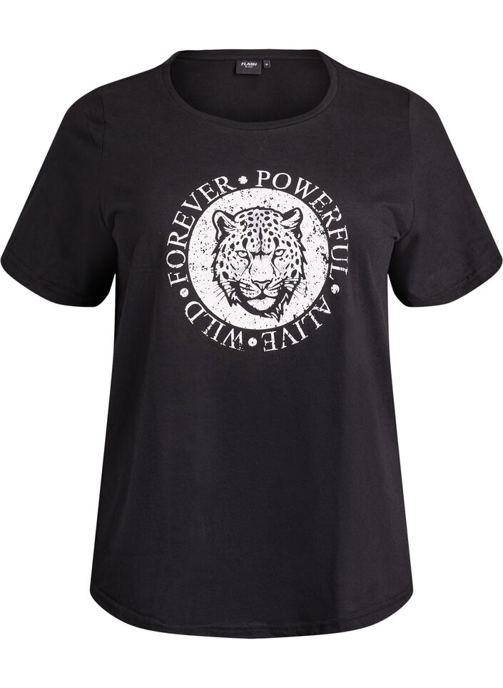 T-shirt imprim&eacute;, Noir, Packshot image number 0