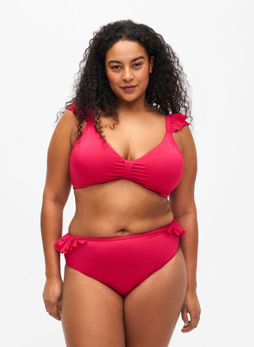 Bas de bikini à volants, Rose, Model image number 0