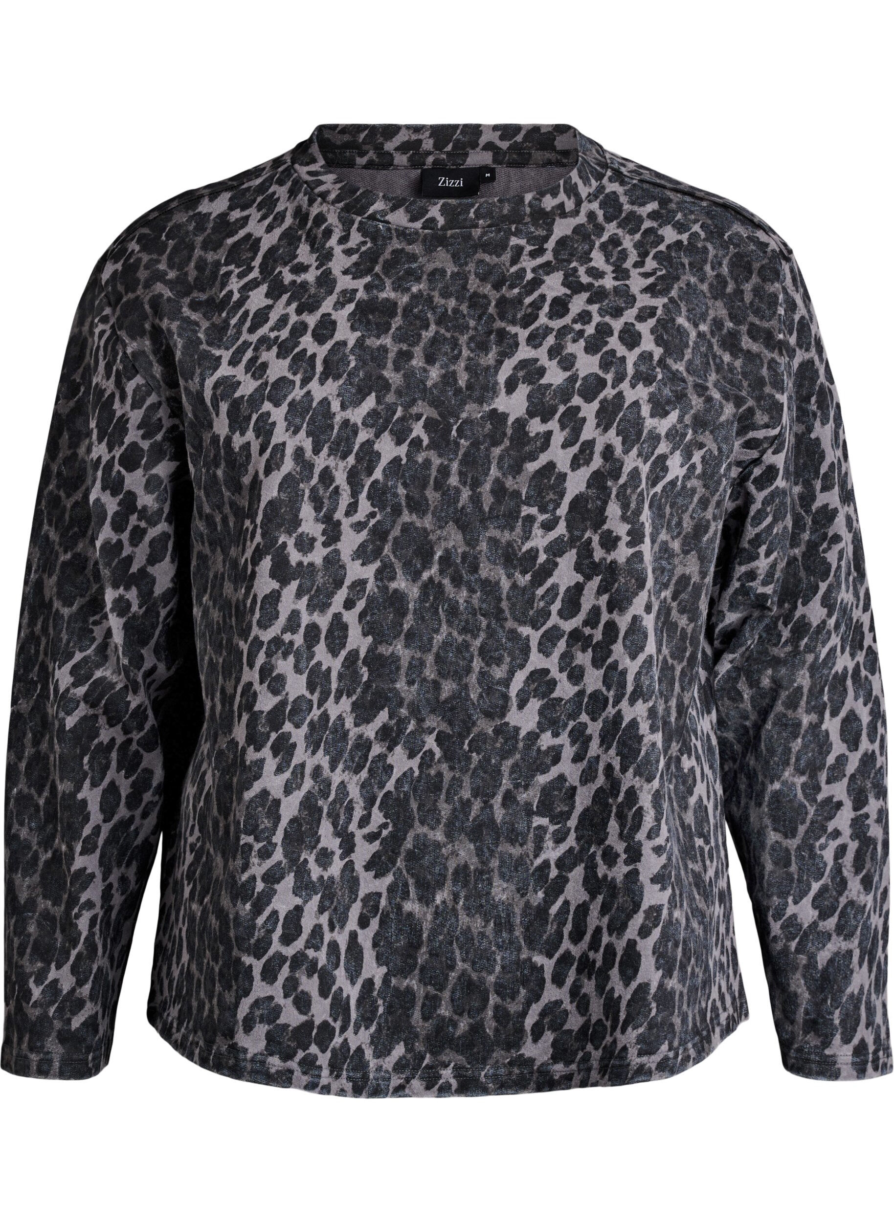 Gewassen sweatshirt met luipaardprint