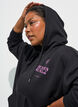 Hoodie met ritssluiting en borstprint, Zwart, Model image number 3