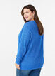Blouse en maille chin&eacute;e &agrave; col rond, Bleu, Model image number 2